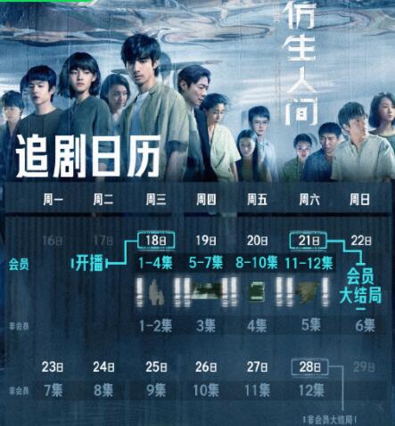仿生人間追劇日歷一覽表
