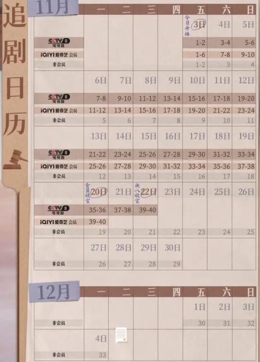 無所畏懼追劇日歷一覽表